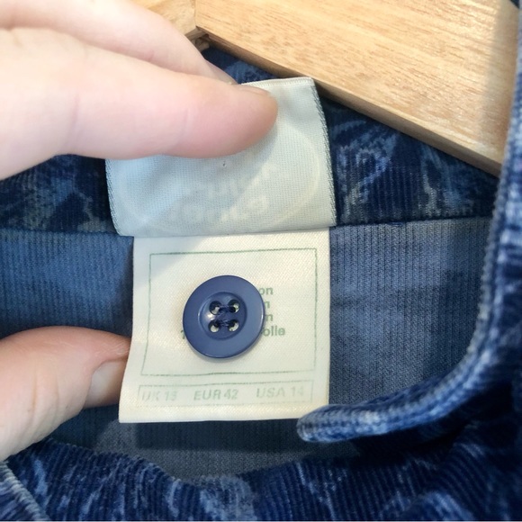Laura Ashley Blue Corduroy Floral Button Dress, 14 - Picture 4 of 13